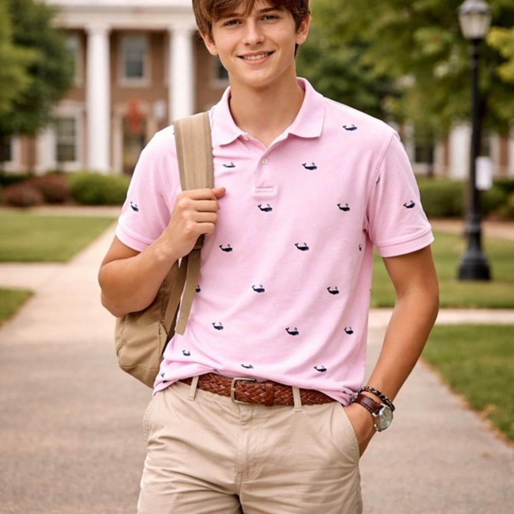 Polo Ralph Lauren Pink Short Sleeve Polo Shirt Boys XL (18-20) Whale NWT